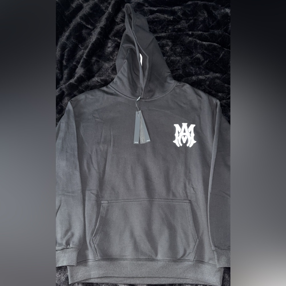 AMIRI Black Hoodie with White Logo